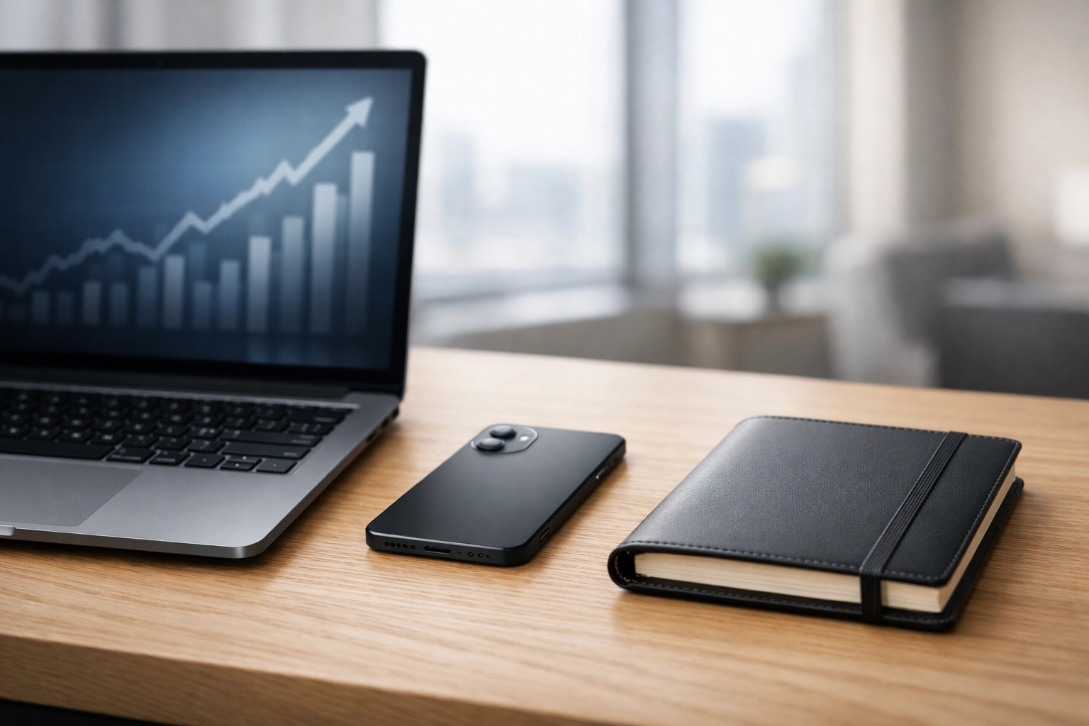 Modern office desk with laptop and planner representing tax business growth and software infrastructure.