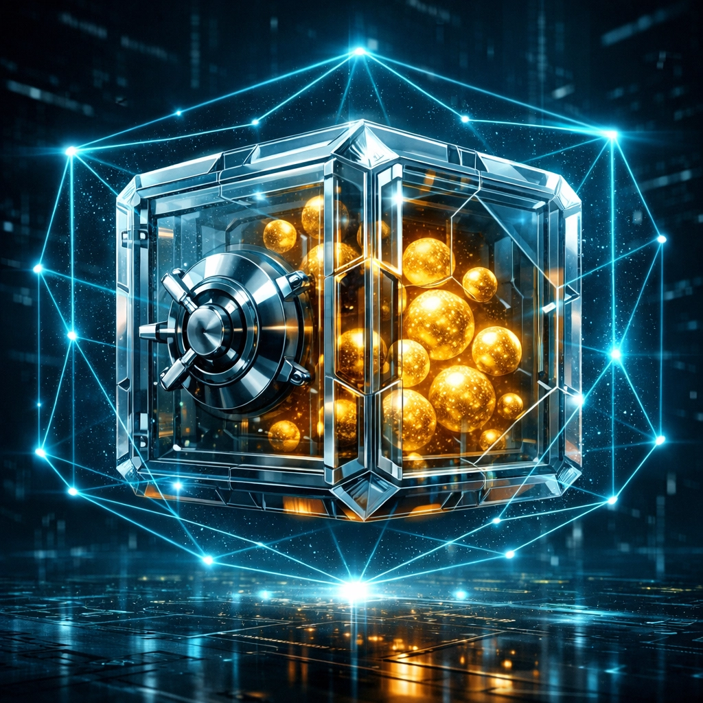 Sicherer digitaler Datentresor zur Gewährleistung von KI-Datenschutz im Unternehmen.