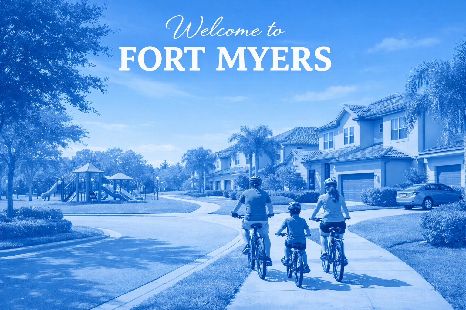 Family-friendly Cypress Lake neighborhood in Fort Myers with tree-lined streets and suburban homes