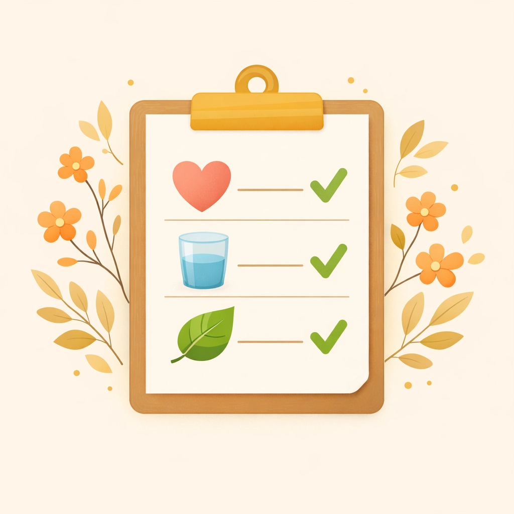 A health checklist illustration representing the medical requirements and screening for a Georgia surrogate.