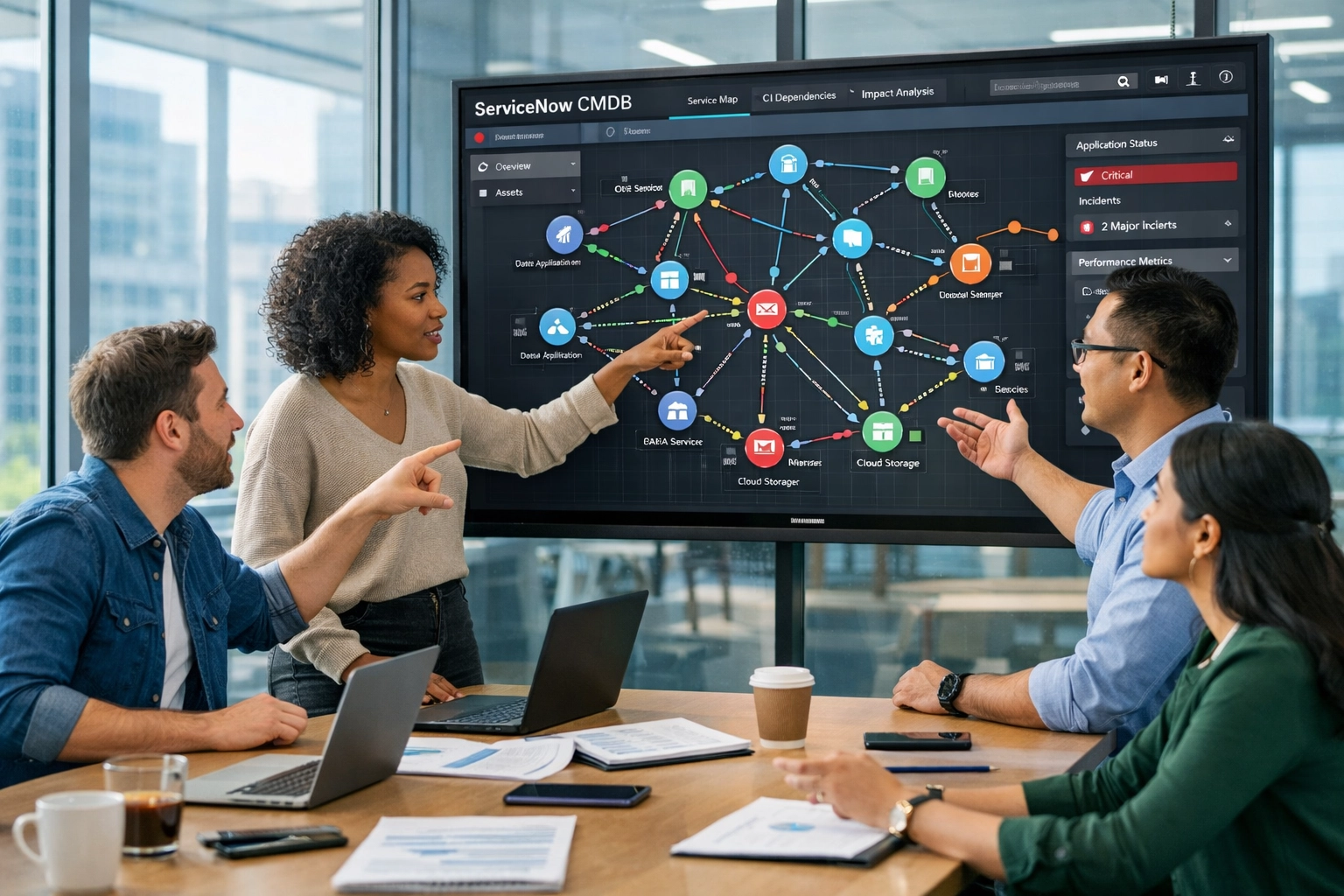 IT professionals collaborating on ServiceNow CMDB implementation for DORA compliance