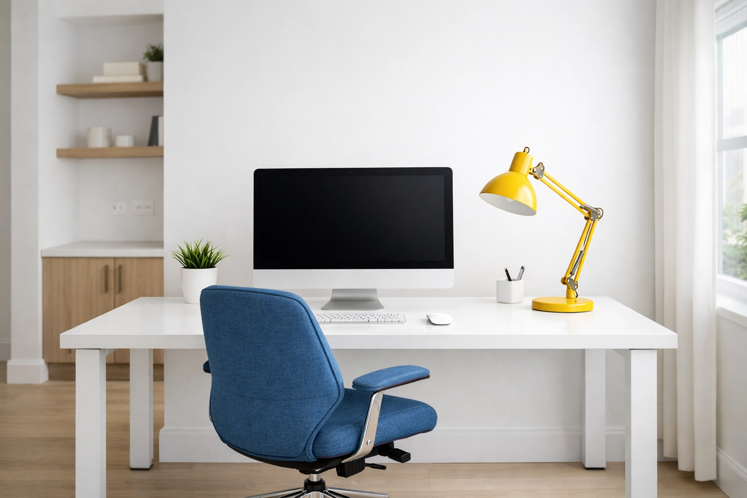 Spotless modern home office and workspace following a professional house cleaning Reading MA session.