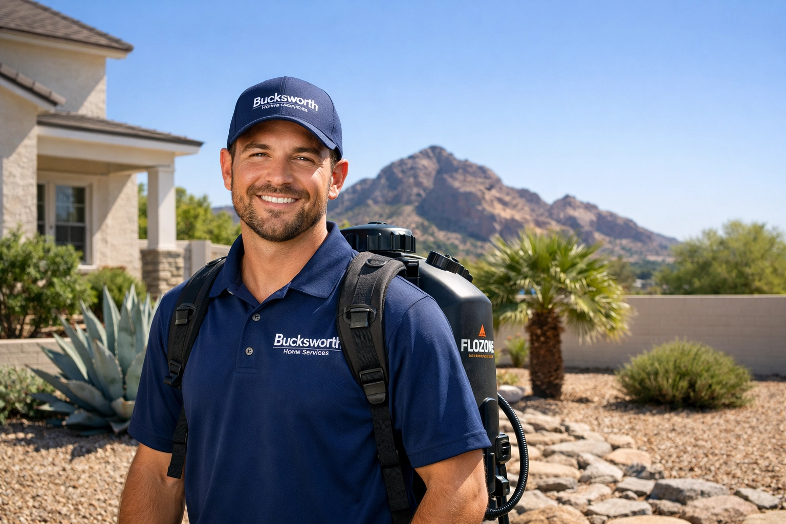 Bucksworth Home Services technician providing the best pest control in Arcadia AZ near Camelback Mountain.