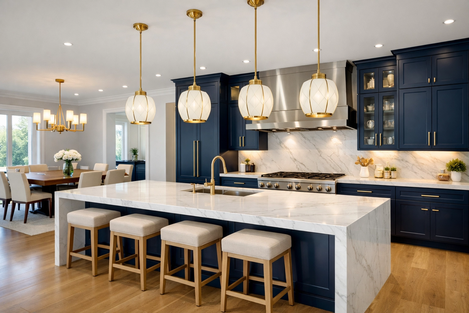 Luxury kitchen renovation completed with professional post construction cleaning to remove all fine dust.