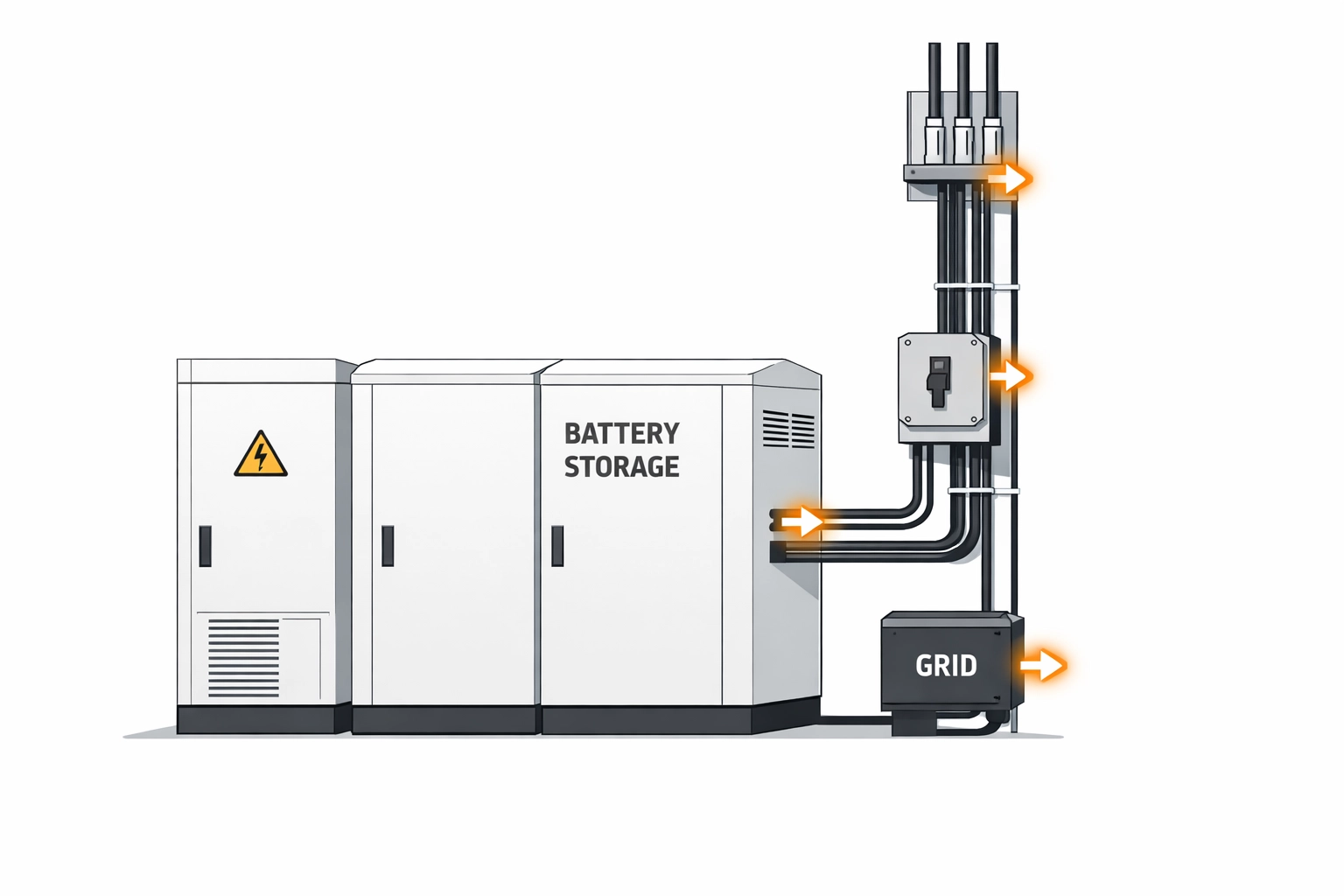 Moderner Batteriespeicher für Photovoltaik in Wien neben einer technischen Steigleitung.