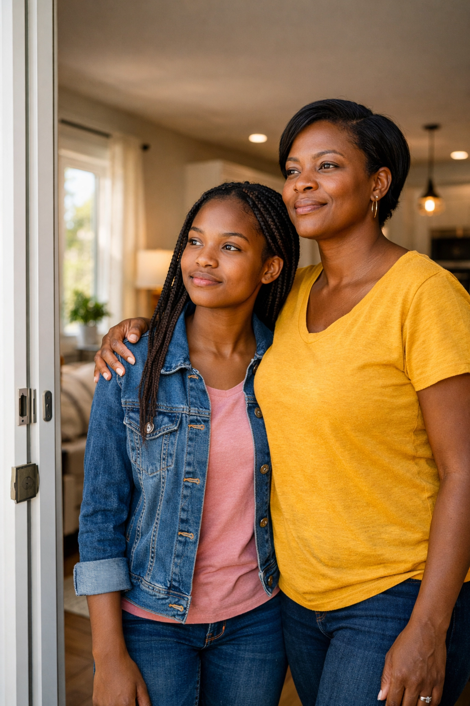 Empowering families: A mother and daughter looking toward a bright future at their Family ReBuild home.