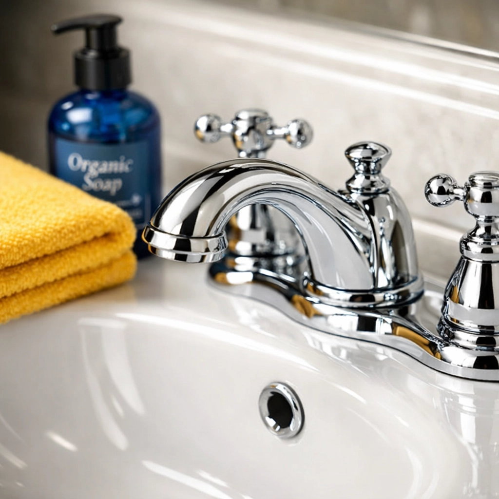 Sparkling clean bathroom vanity reflecting premium house cleaning in Westborough standards.