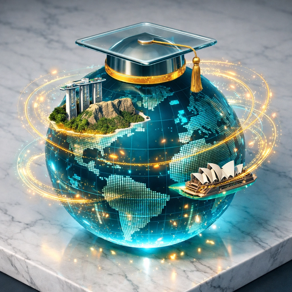 Digital globe showcasing the reach of the best online universities for international students.