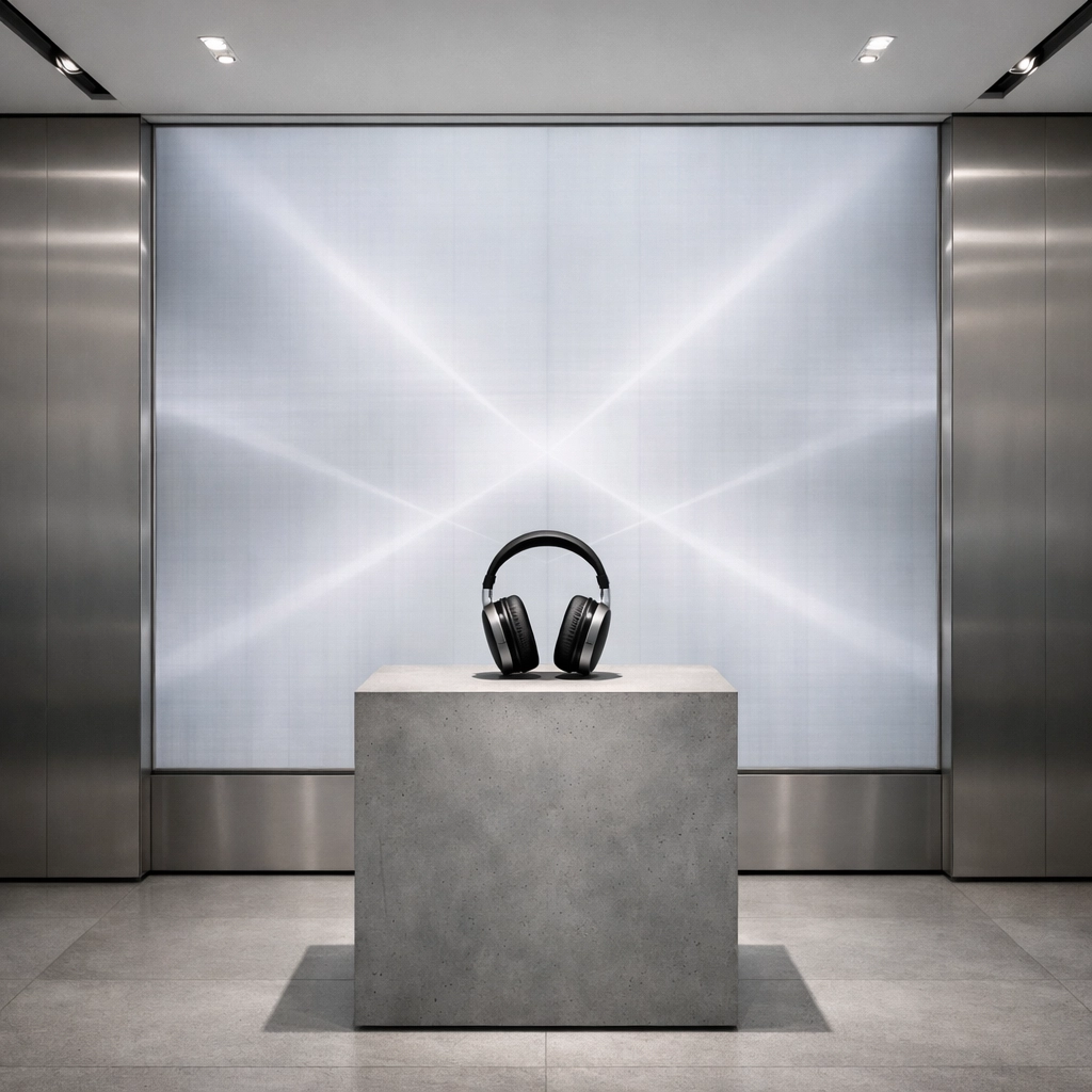 Minimalist retail flagship in Singapore featuring a high-design product display and integrated digital screen.