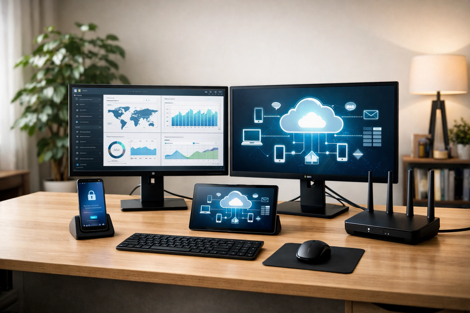 Modern home workspace equipped for mandatory IRS e-filing and digital business record keeping.