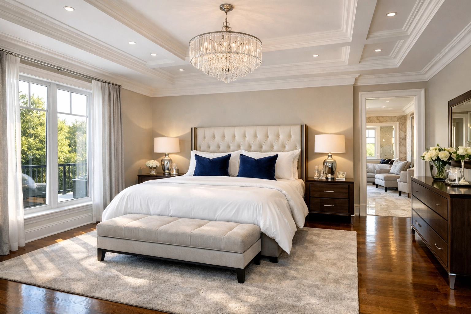 Immaculate luxury master suite in Sudbury after professional eco-friendly house cleaning services.