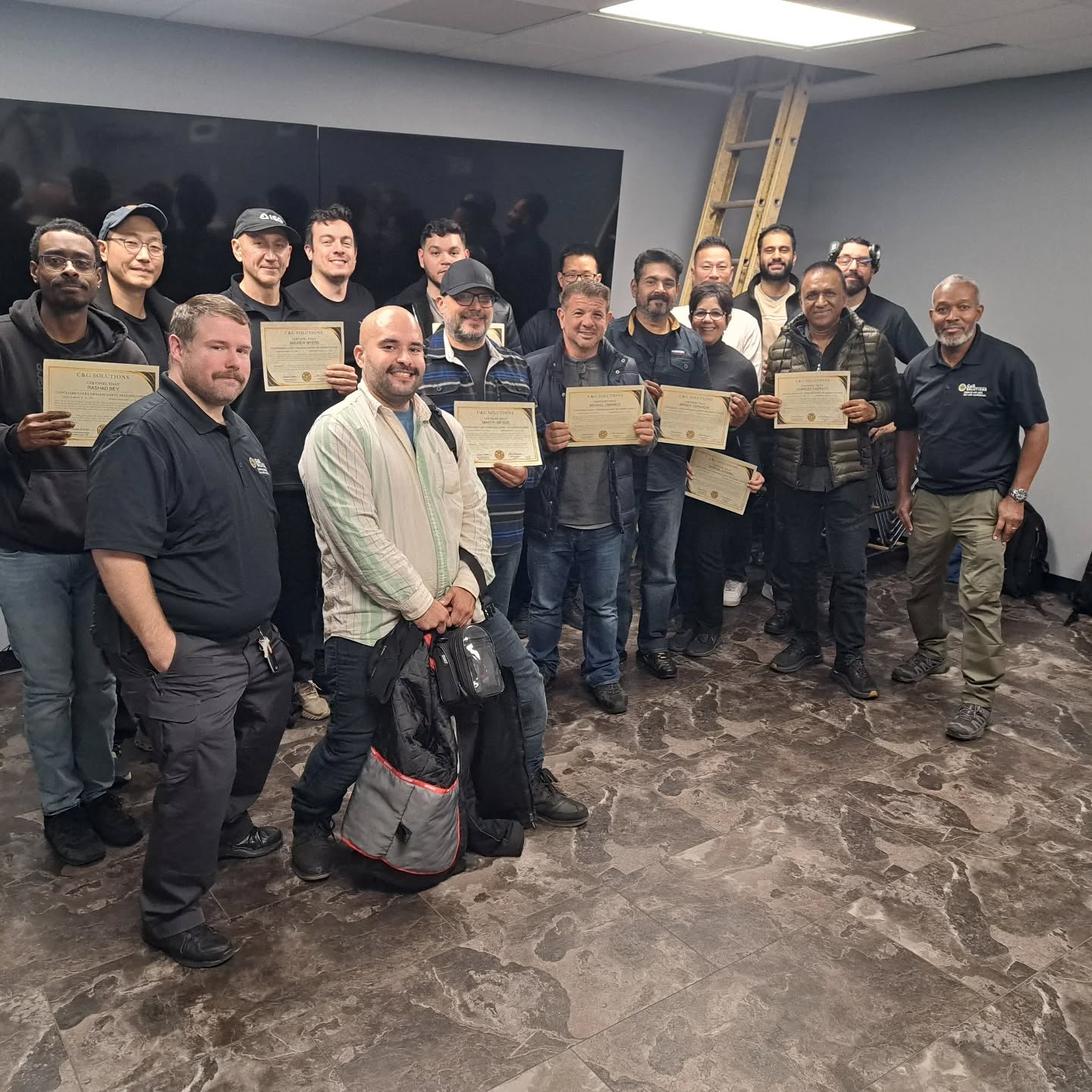 C&G Solutions students with their completion certificates in Oceanside