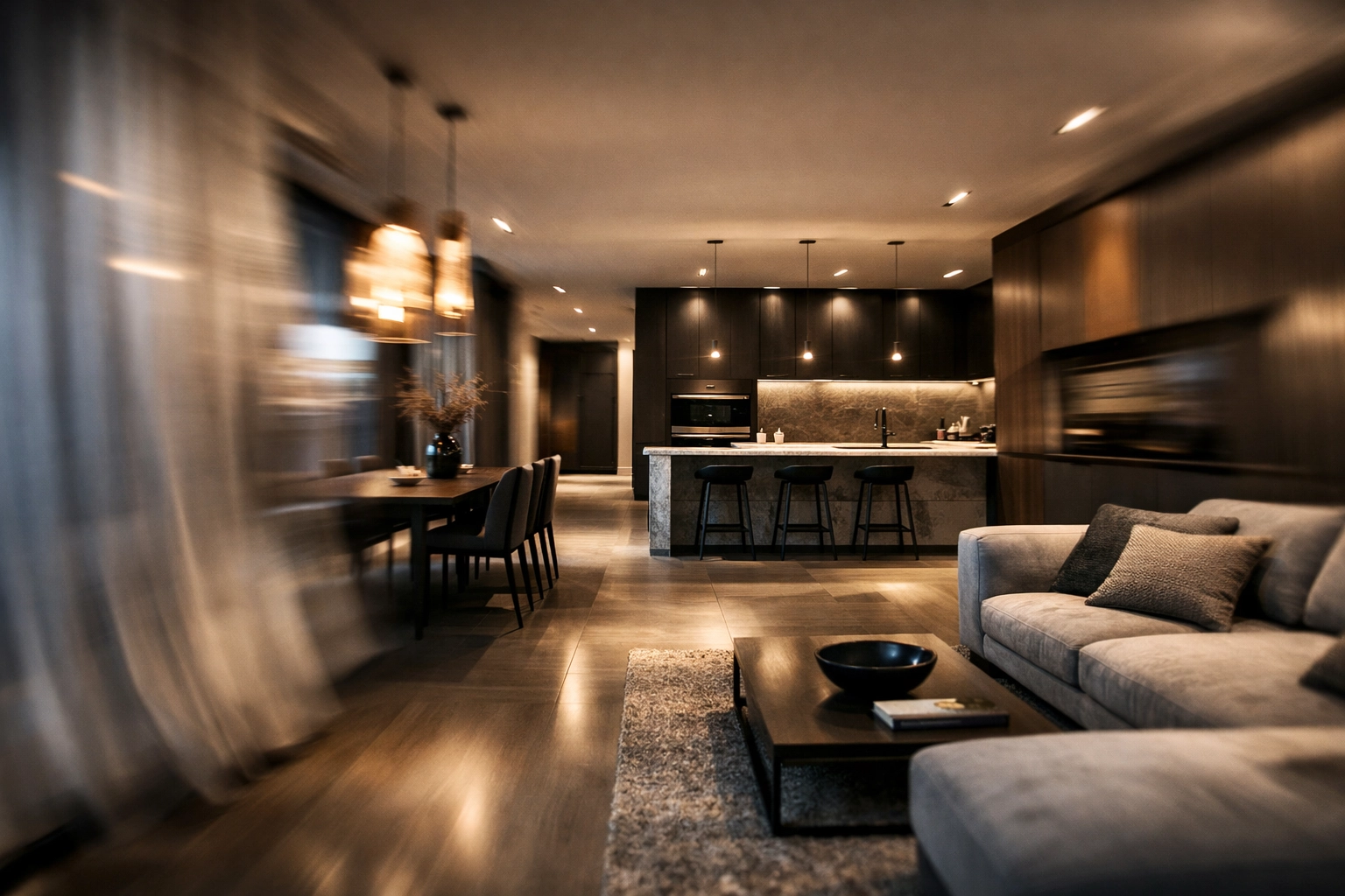 Cinematic fly-through feel from a single still - perfect for selling the idea of render-to-animation.