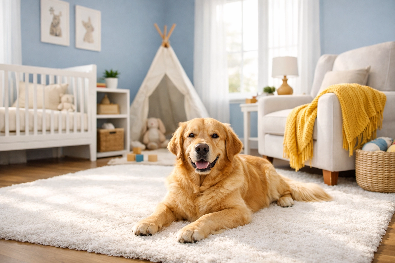 Pet-friendly home with clean air and carpets after an eco-friendly house cleaning MA service.
