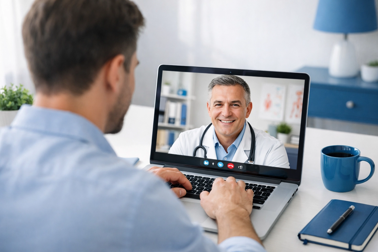 A patient during an online medical weight loss consultation with a board-certified provider via laptop.