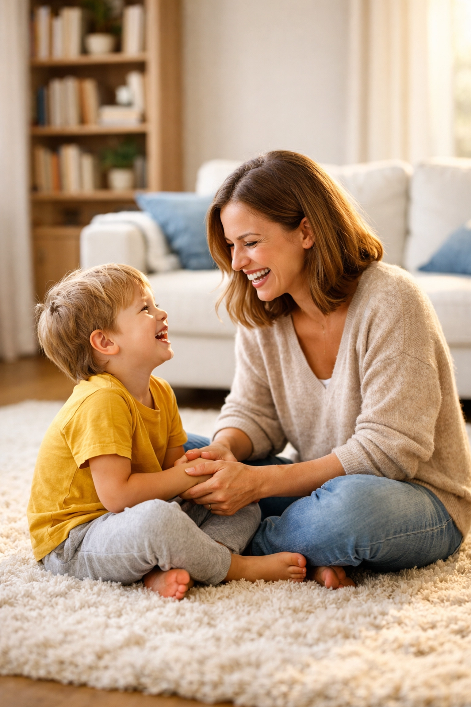 A happy family relaxing in a clean Marlborough home made possible by consistent weekly house cleaning Marlborough.