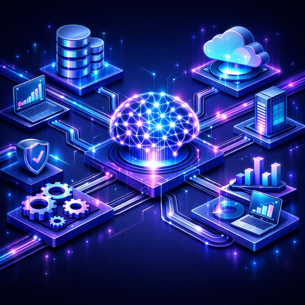 Why Smart SMBs Are Ditching Cookie-Cutter Software for Custom Solutions in 2026 3 AI integration connecting business systems through automated workflow processes