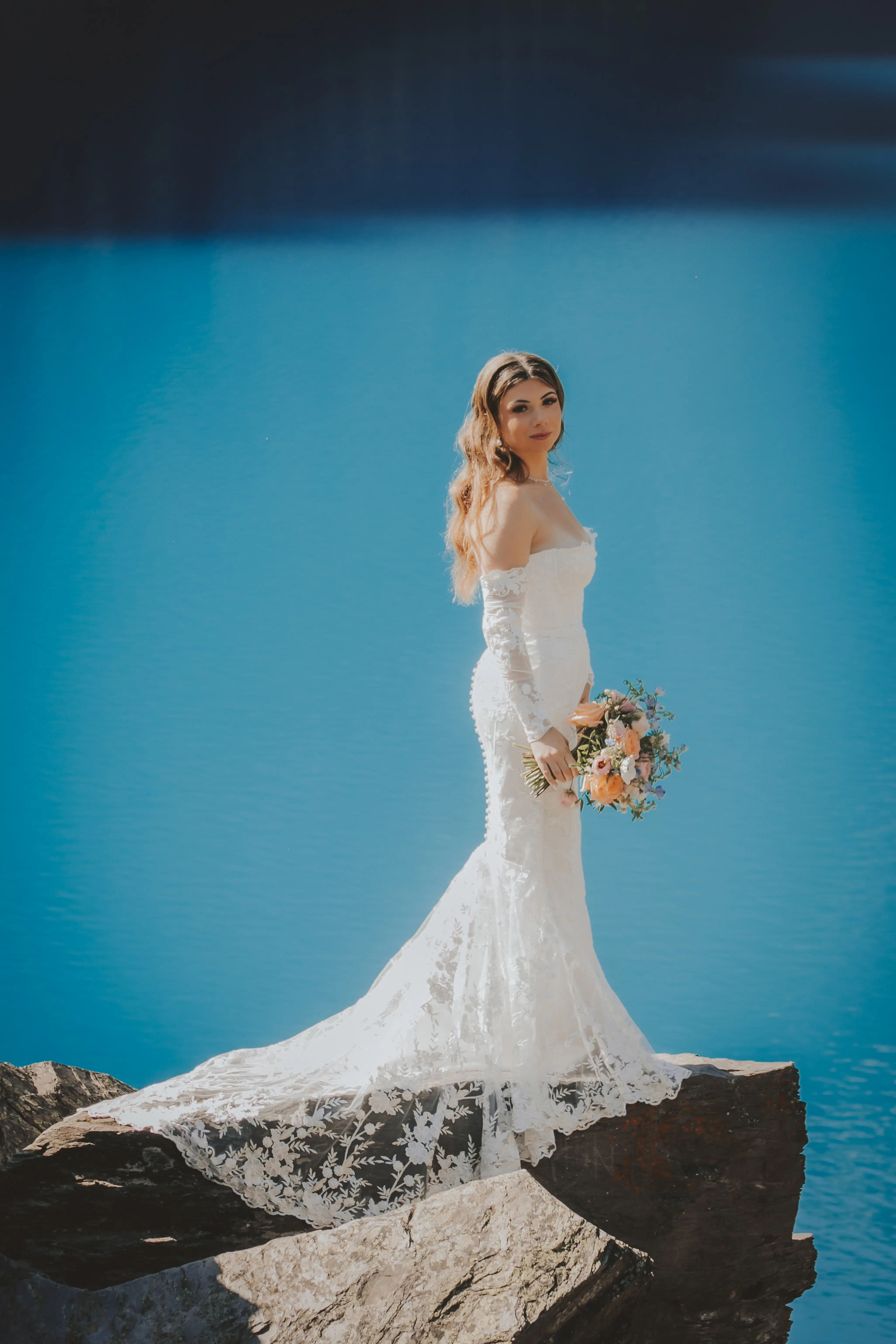 bride-above-turquoise-lake-canadian-rockies-elopement
