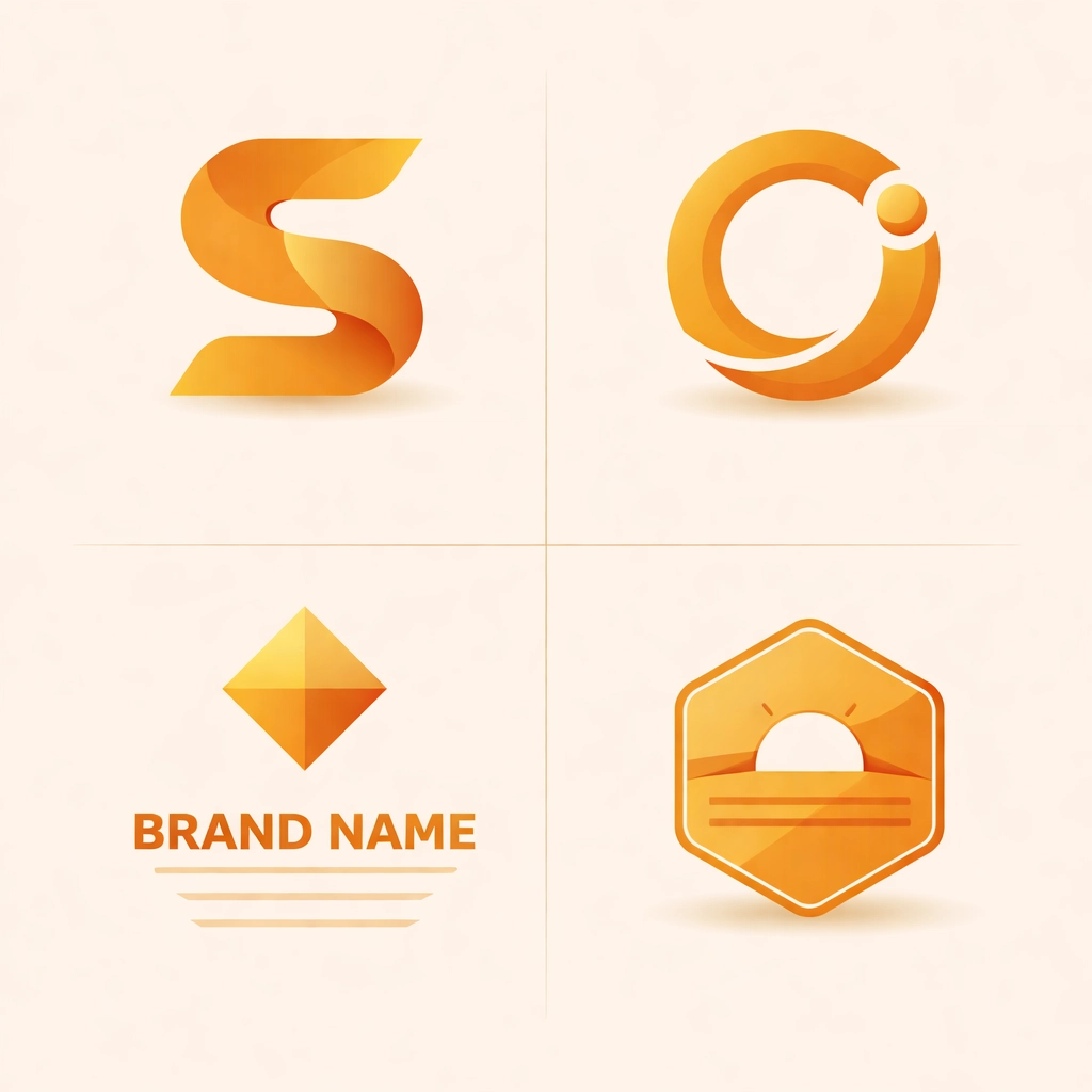 Four logo style examples including wordmark, symbol, combination, and emblem for effective branding