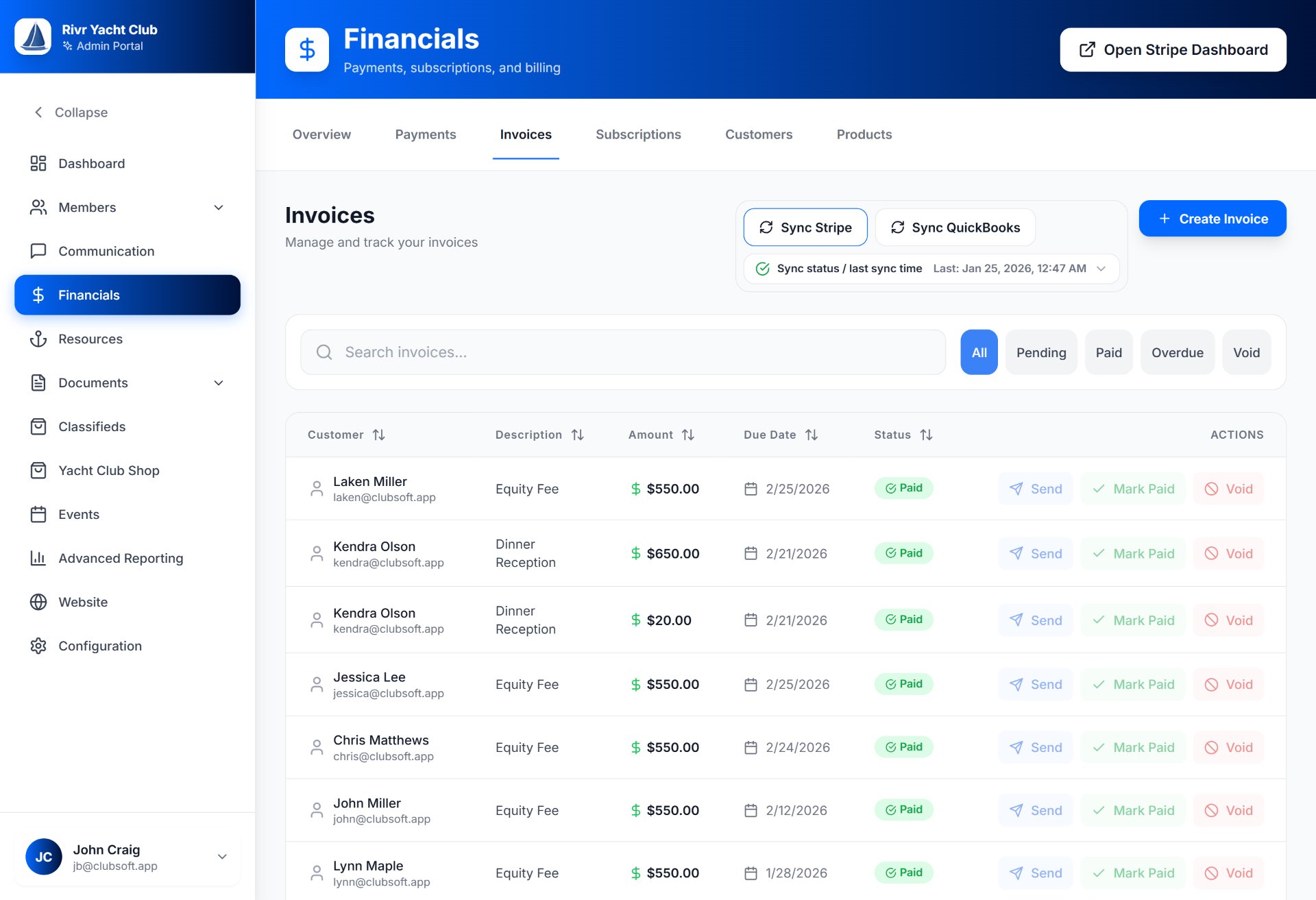 Financials Dashboard