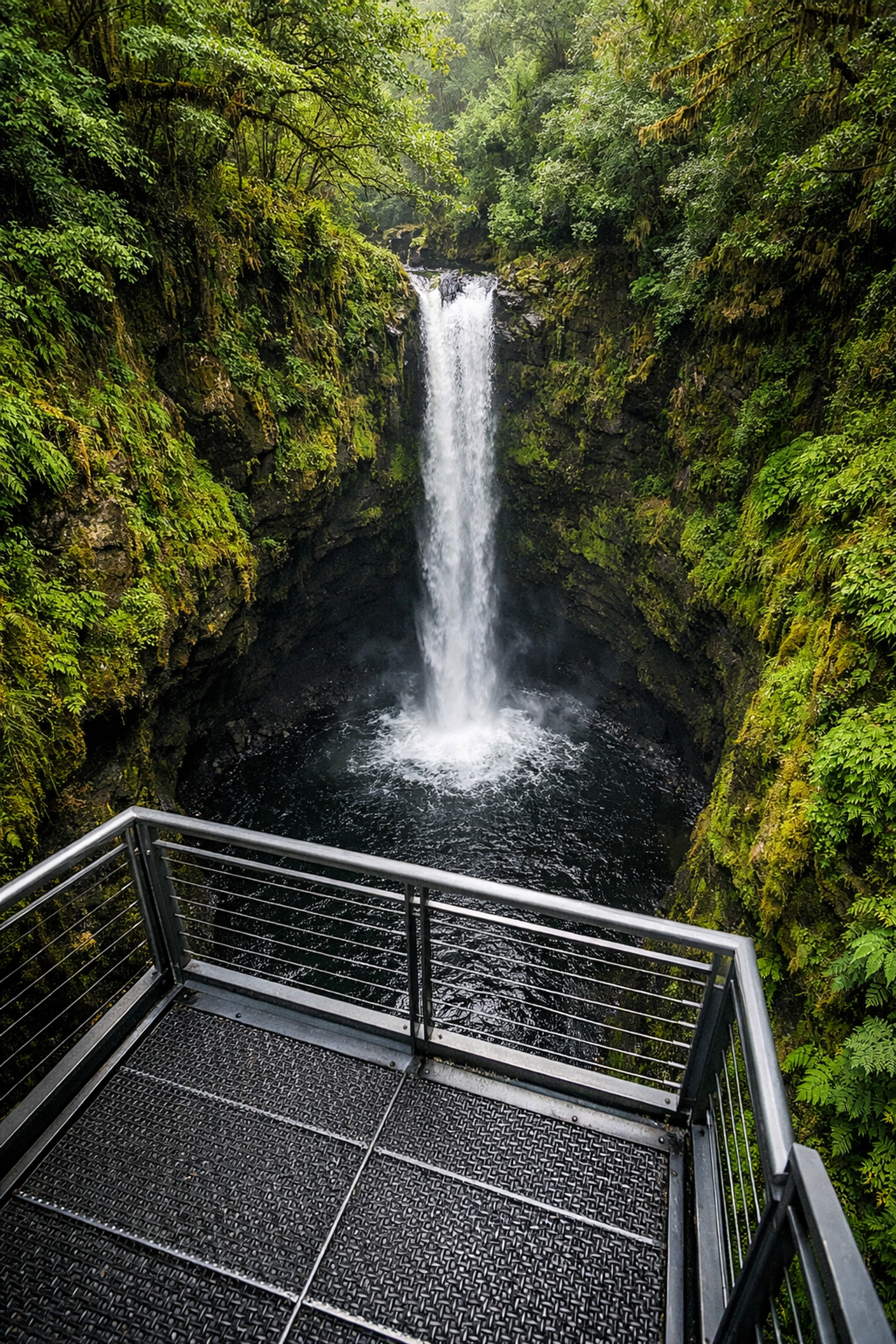 View from the platform over Stanley Ghyll Force waterfall during a Lake District guided walk.