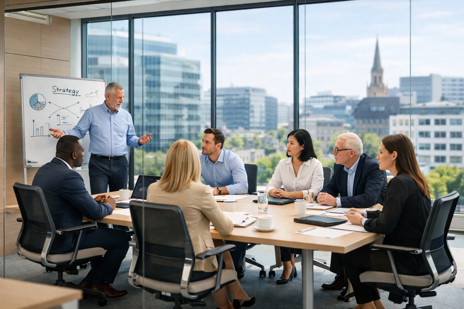 Professionals discussing ServiceNow DORA compliance and strategic IT implementation in a modern office.