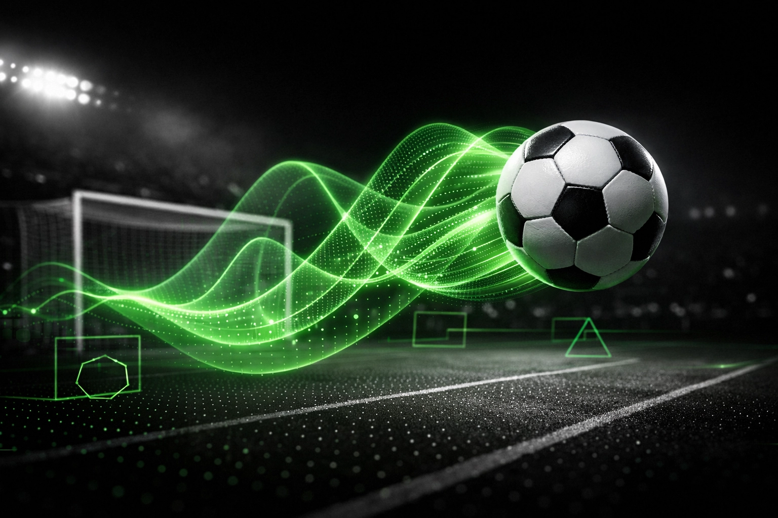 Football shot with xG probability waves showing expected goals defensive positioning