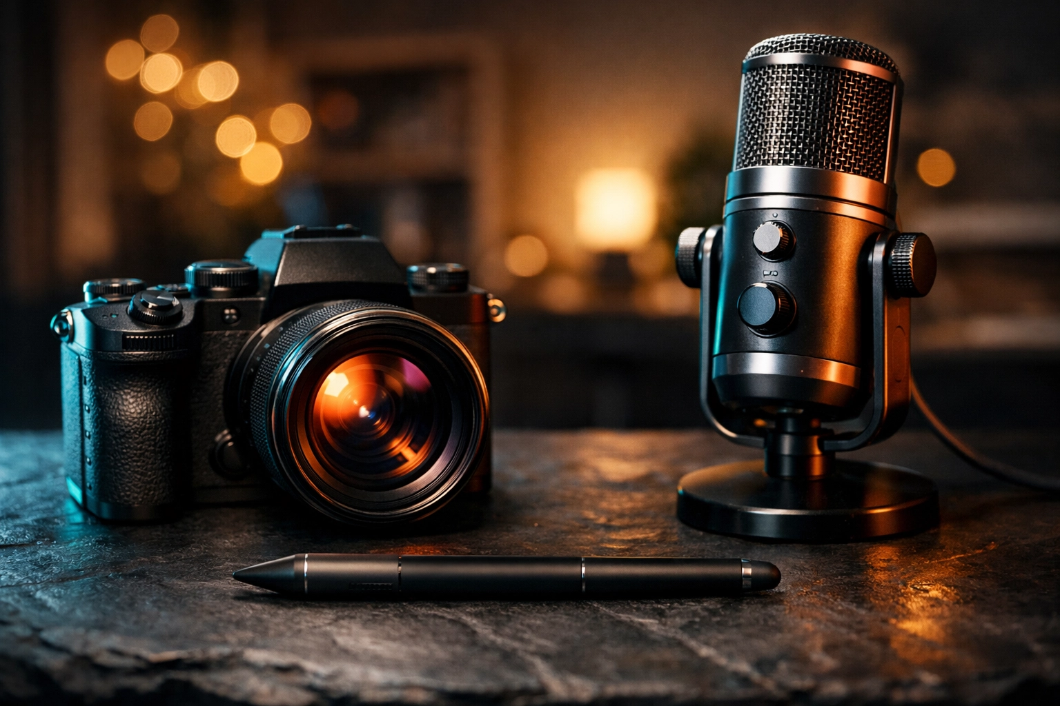 Professional camera and microphone tools used to create content marketing for small business videos.