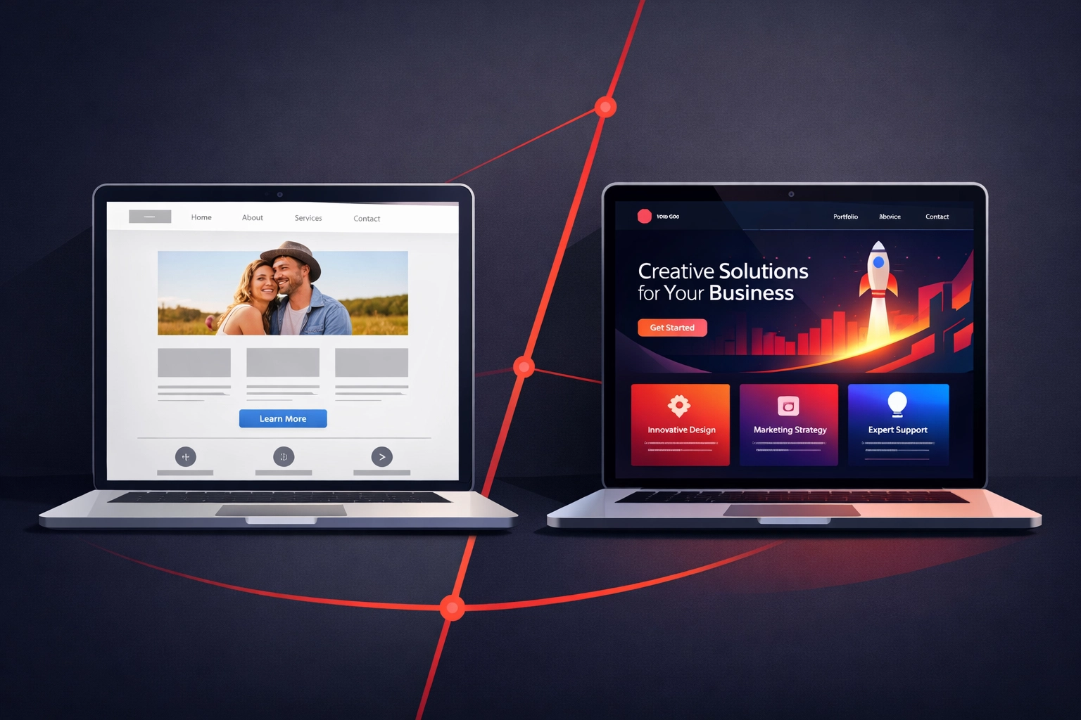 Comparison of budget template website versus custom professional website design for small businesses