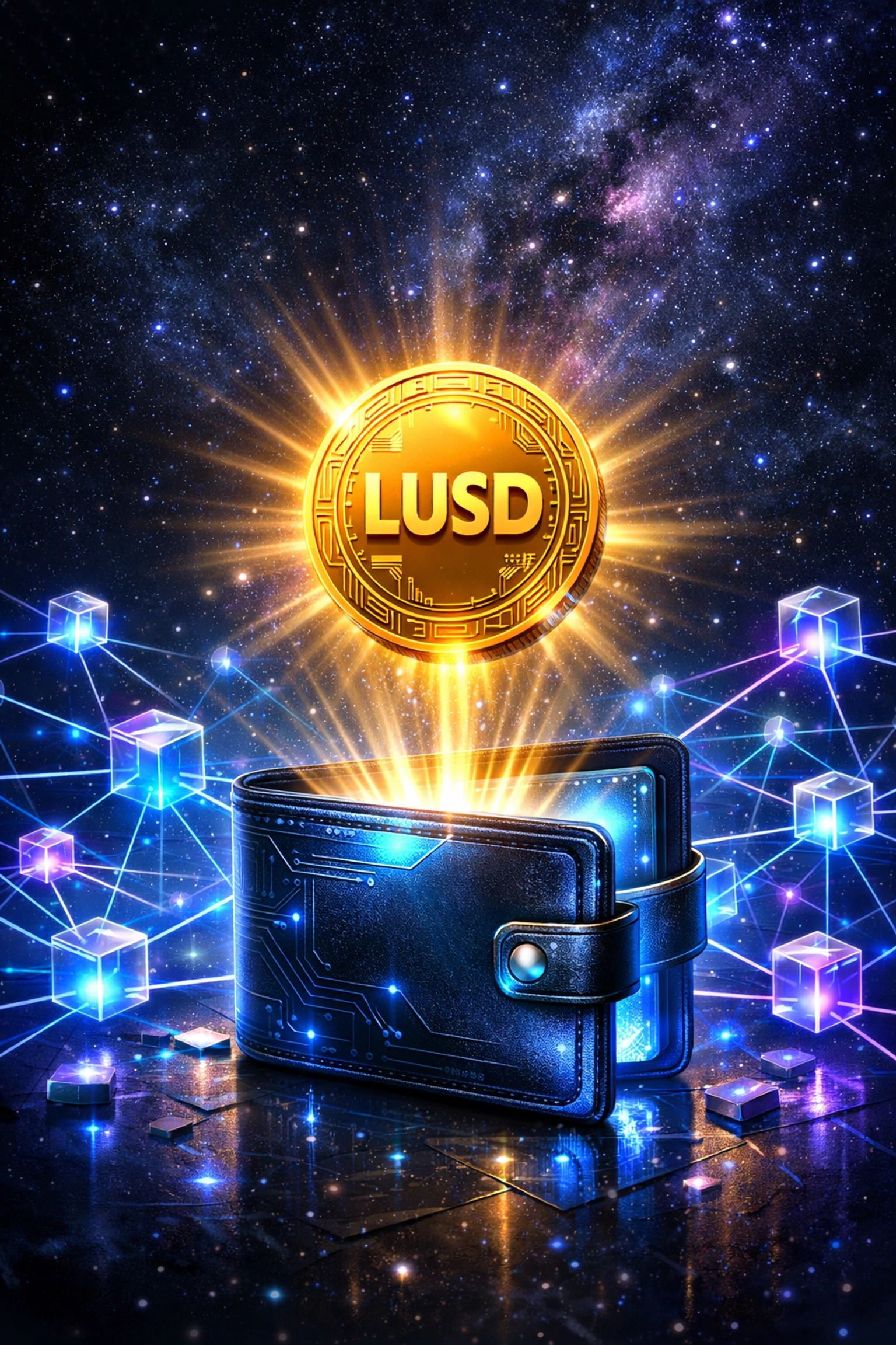 LUSD stablecoin in decentralized blockchain network demonstrating self-custody wallet and direct crypto payments