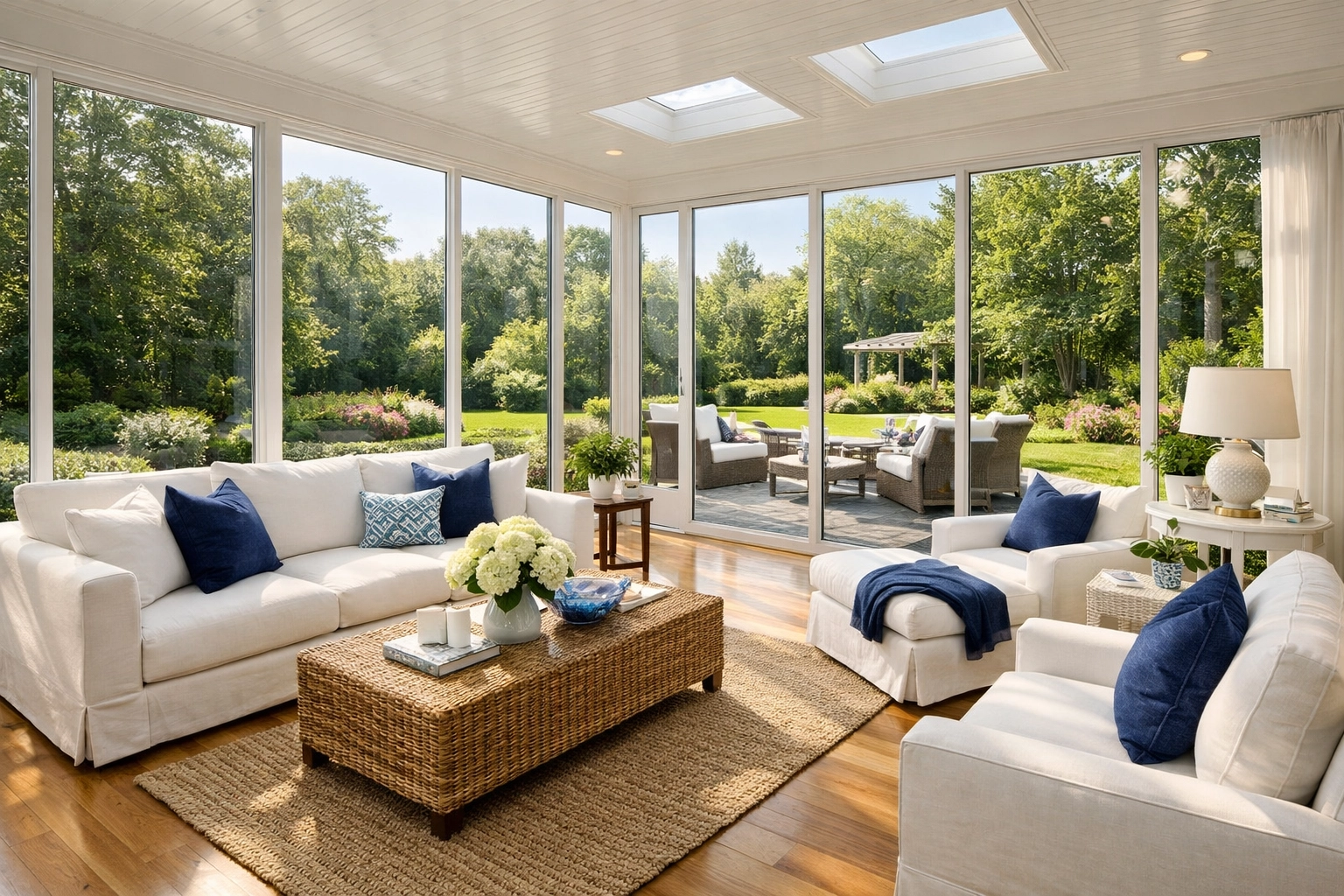 A fresh and allergen-free sunroom reflecting the high standards of luxury residential cleaning Norwell MA.