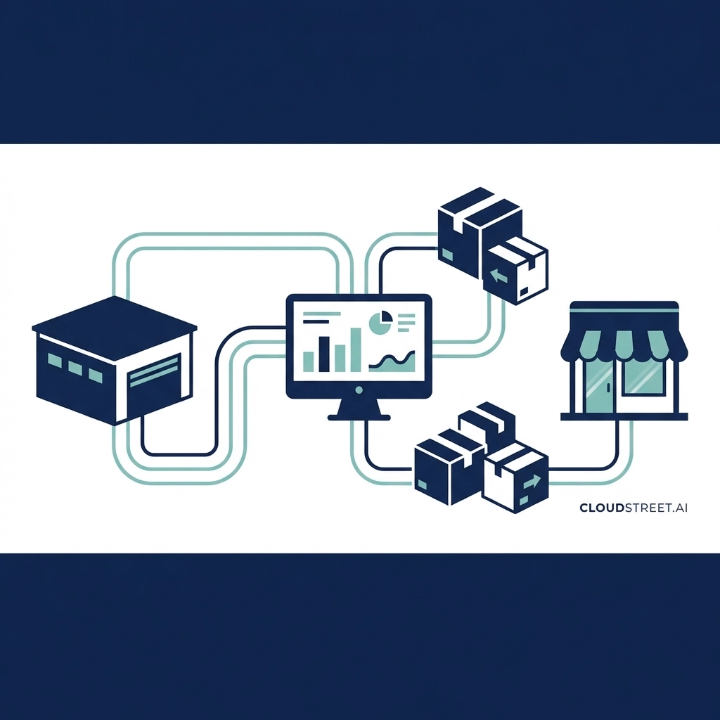 Interconnected business systems representing seamless ERP and commerce integration for skincare brands