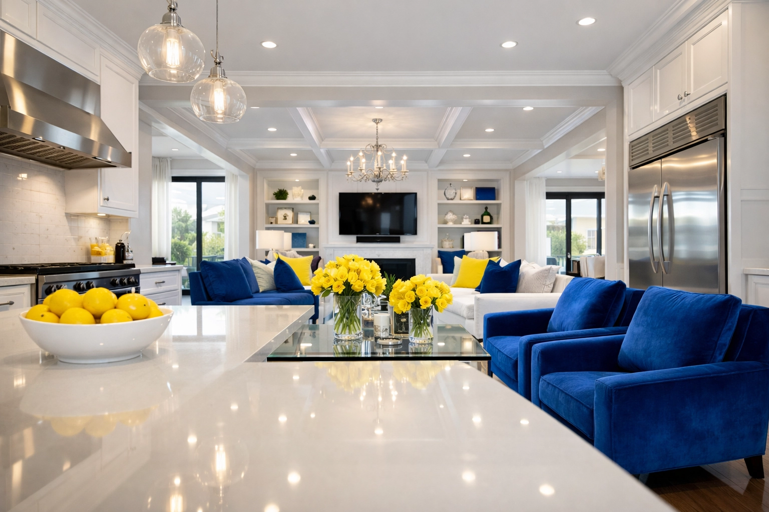 Sparkling clean open-concept home interior featuring professional cleaning results.