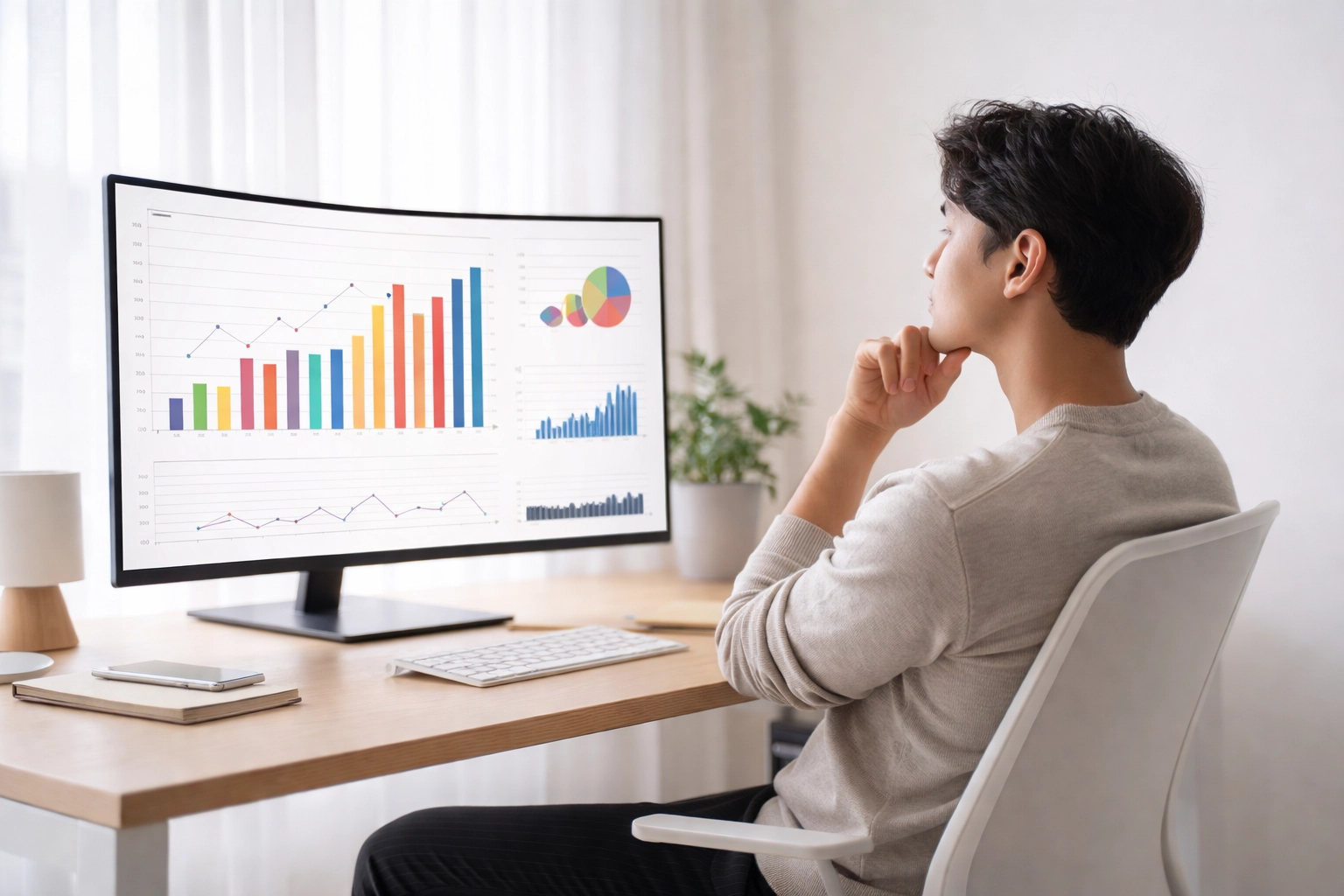 Analyst reviewing GA4 reports showing AI referral traffic data after custom channel group setup