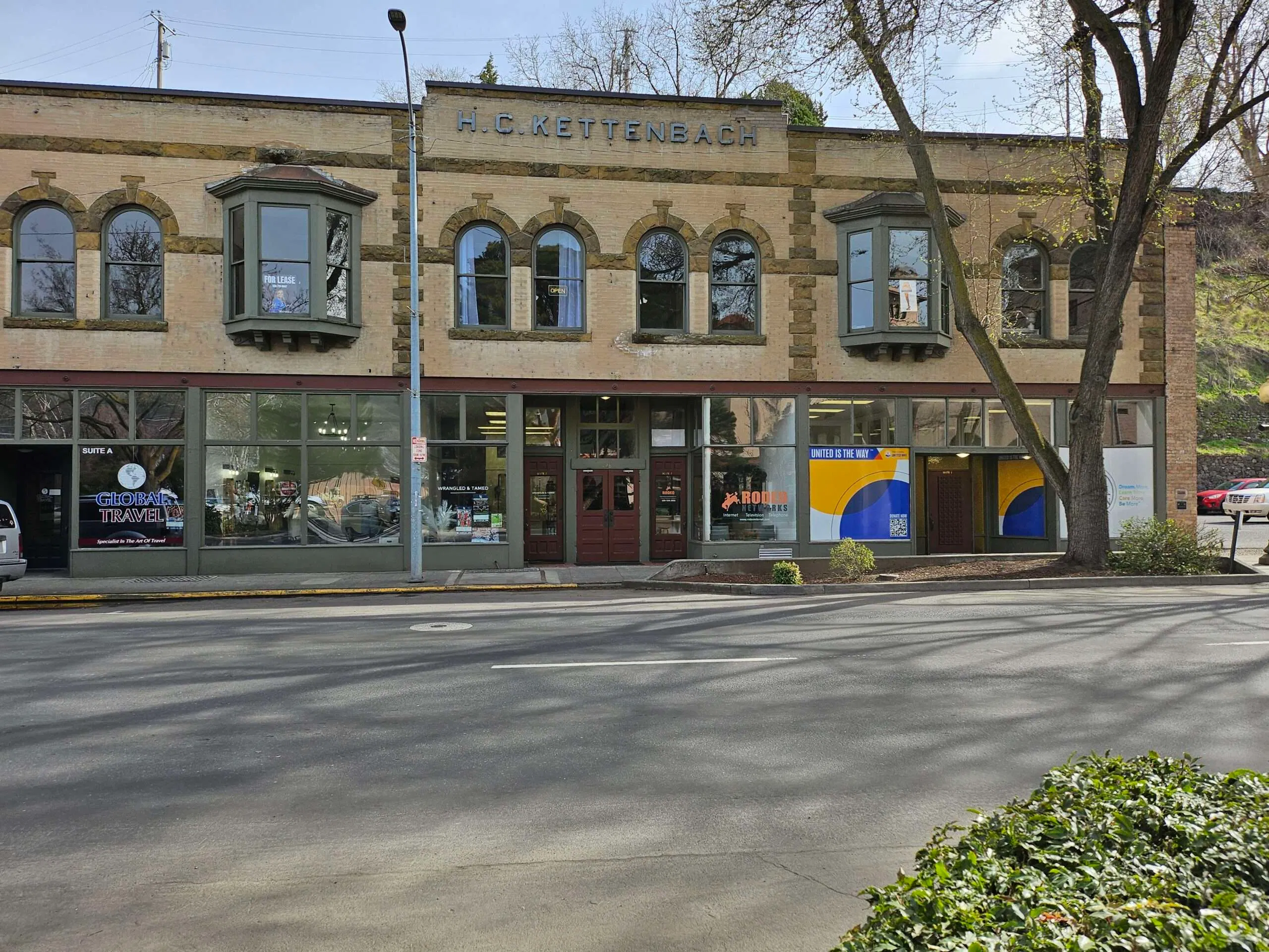 Street view of the H.C. Kettenbach building housing the Rodeo Networks office in downtown Lewiston