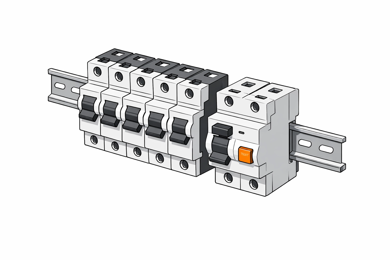 Moderne Elektroinstallation in NÖ: Sicherungskasten mit FI-Schutzschalter für höchste Sicherheit.