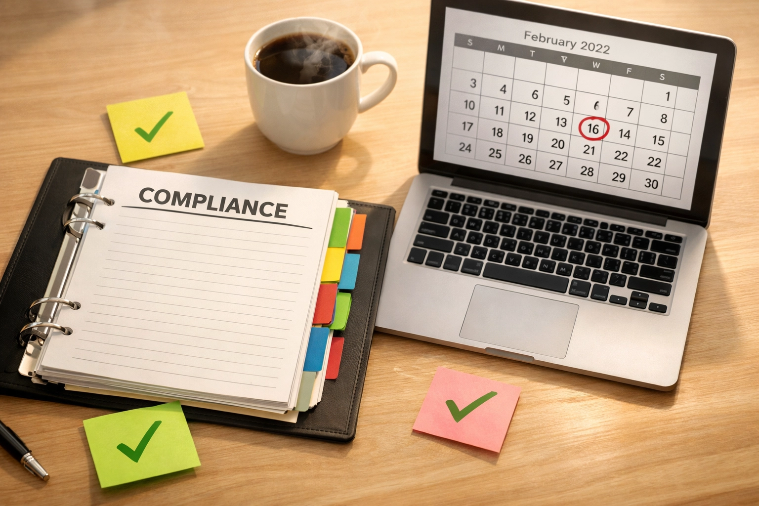 42 CFR Part 2 compliance deadline planning with calendar and checklist on office desk