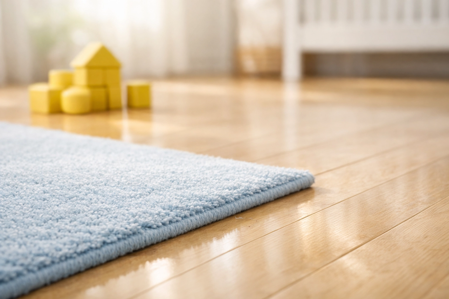 Pristine nursery floor cleaned with eco-friendly house cleaning services in Leominster MA, safe for children.