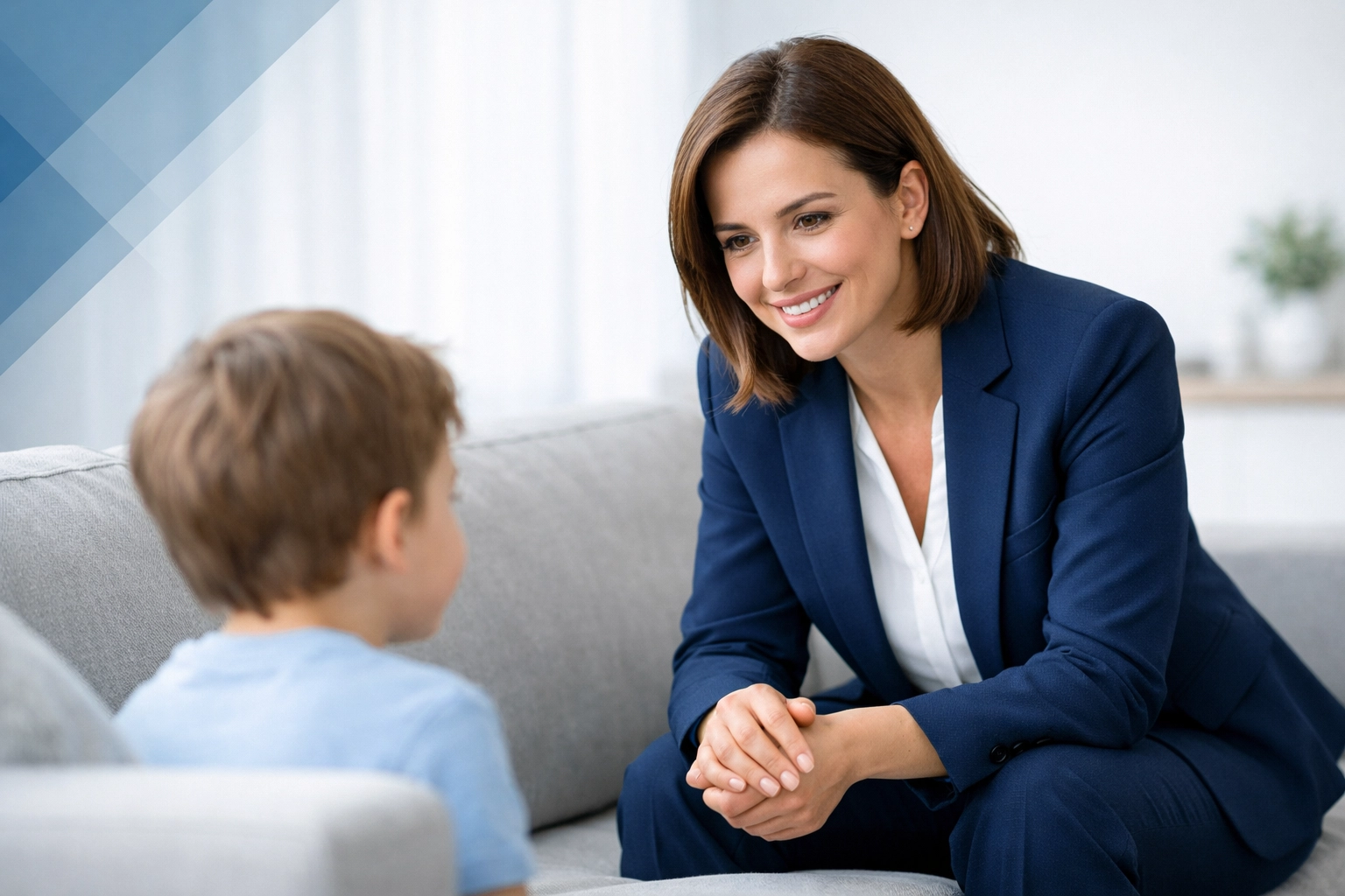Virginia attorney acting as a Guardian Ad Litem meeting with a child to discuss their best interests.