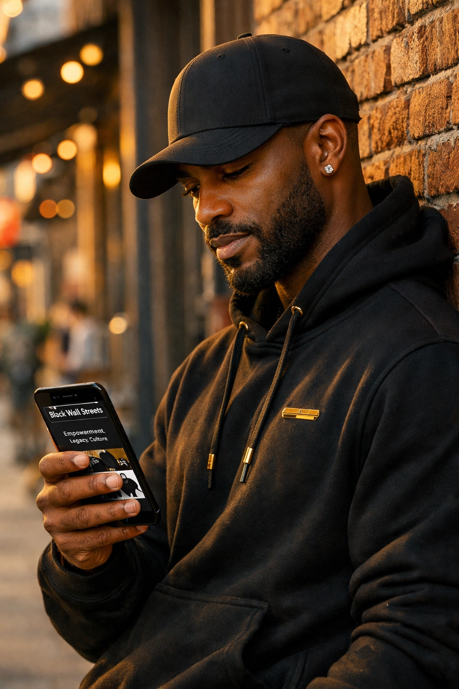 The Ultimate Guide to Shopping Black-Owned: Everything You Need to Support the Movement Stylish man shopping for Black-owned fashion and accessories on his phone in a city setting.