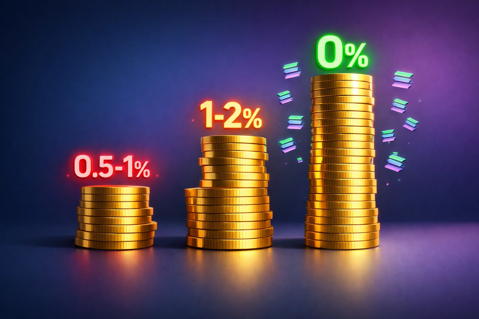 Crypto payment fee comparison showing Larecoin's zero percentage fees vs traditional processor costs