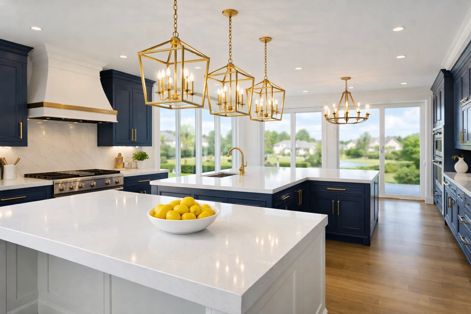 Immaculate modern luxury kitchen in a Sudbury estate, showcasing professional house cleaning results.