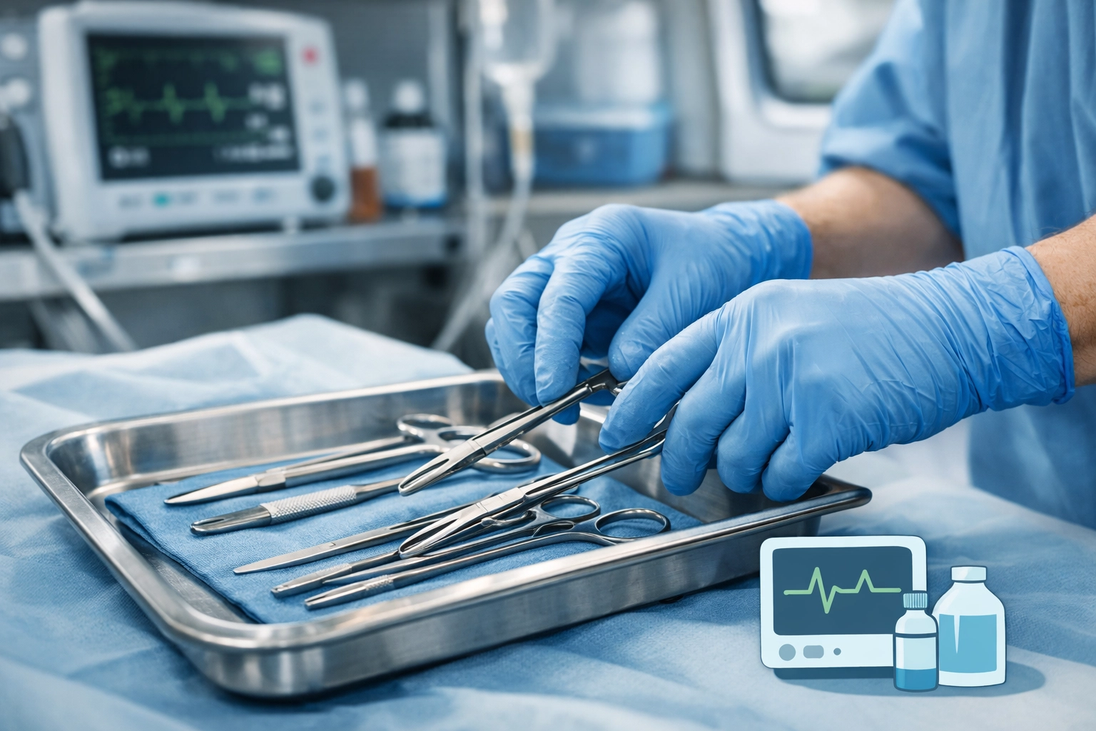 Veterinarian preparing surgical tools inside a mobile spay neuter clinic to provide high-quality medical care.