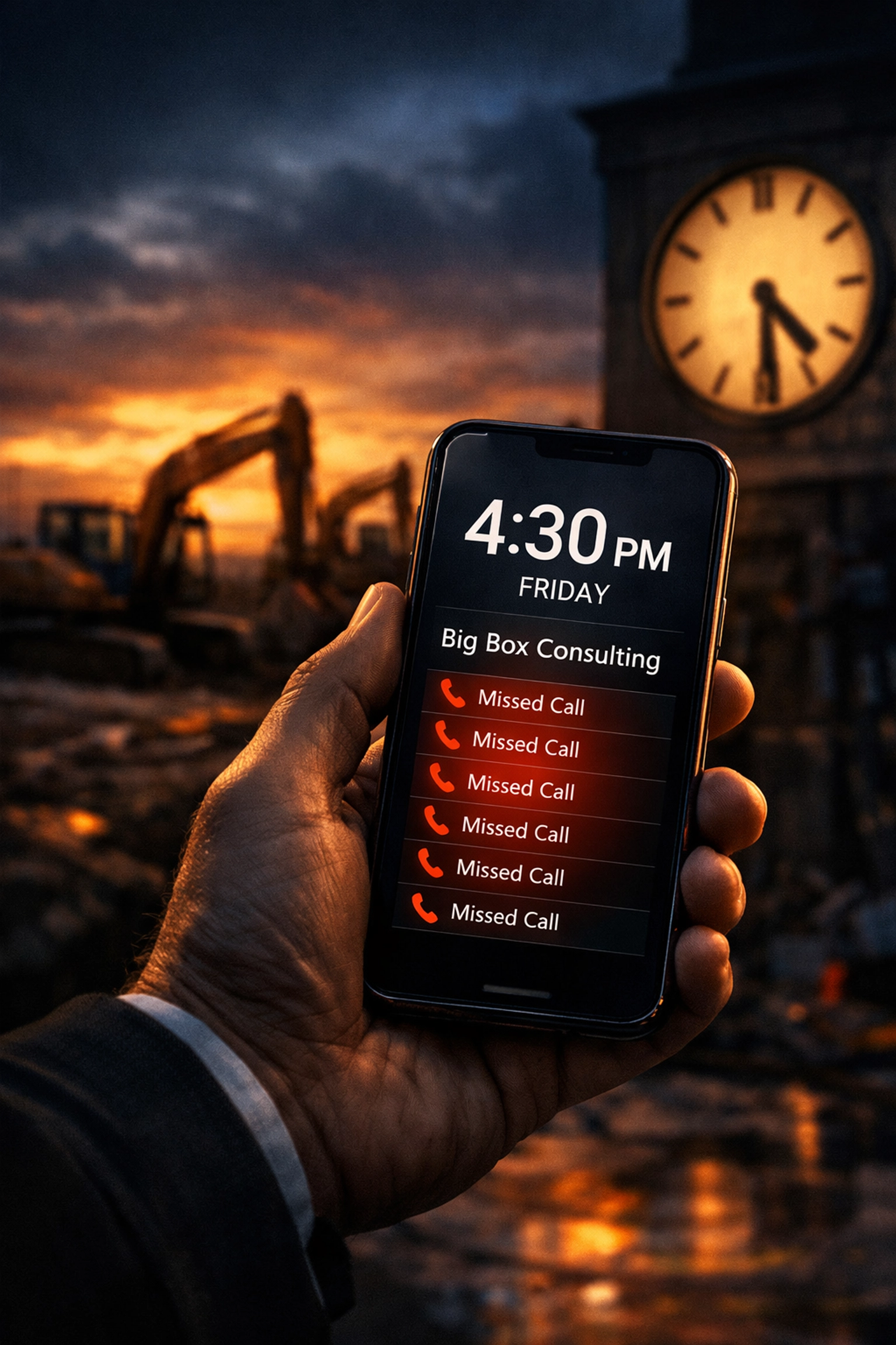 Unanswered calls to environmental consultant with idle NYC construction site in background