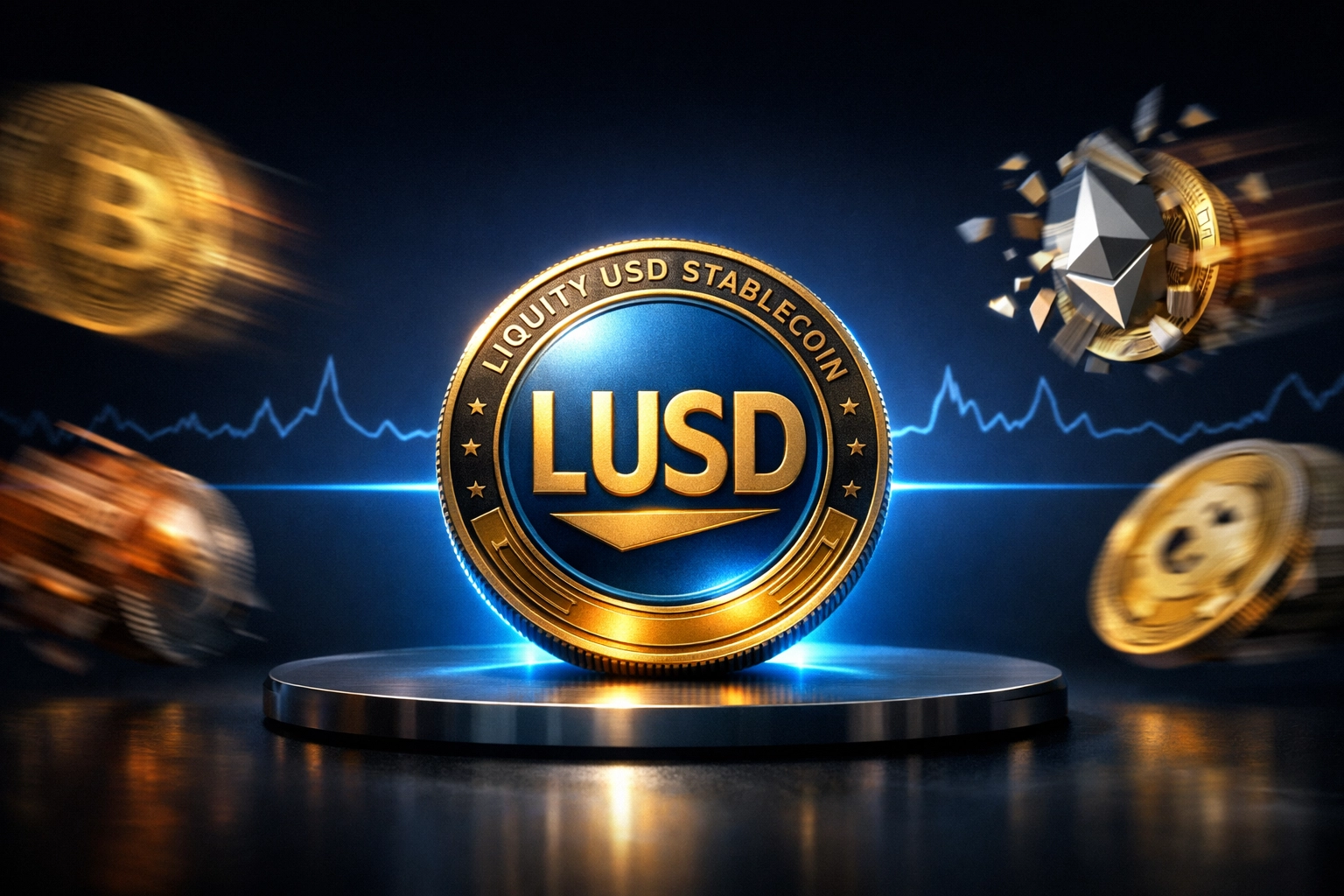 LUSD stablecoin maintaining stable value while volatile cryptocurrencies fluctuate in price