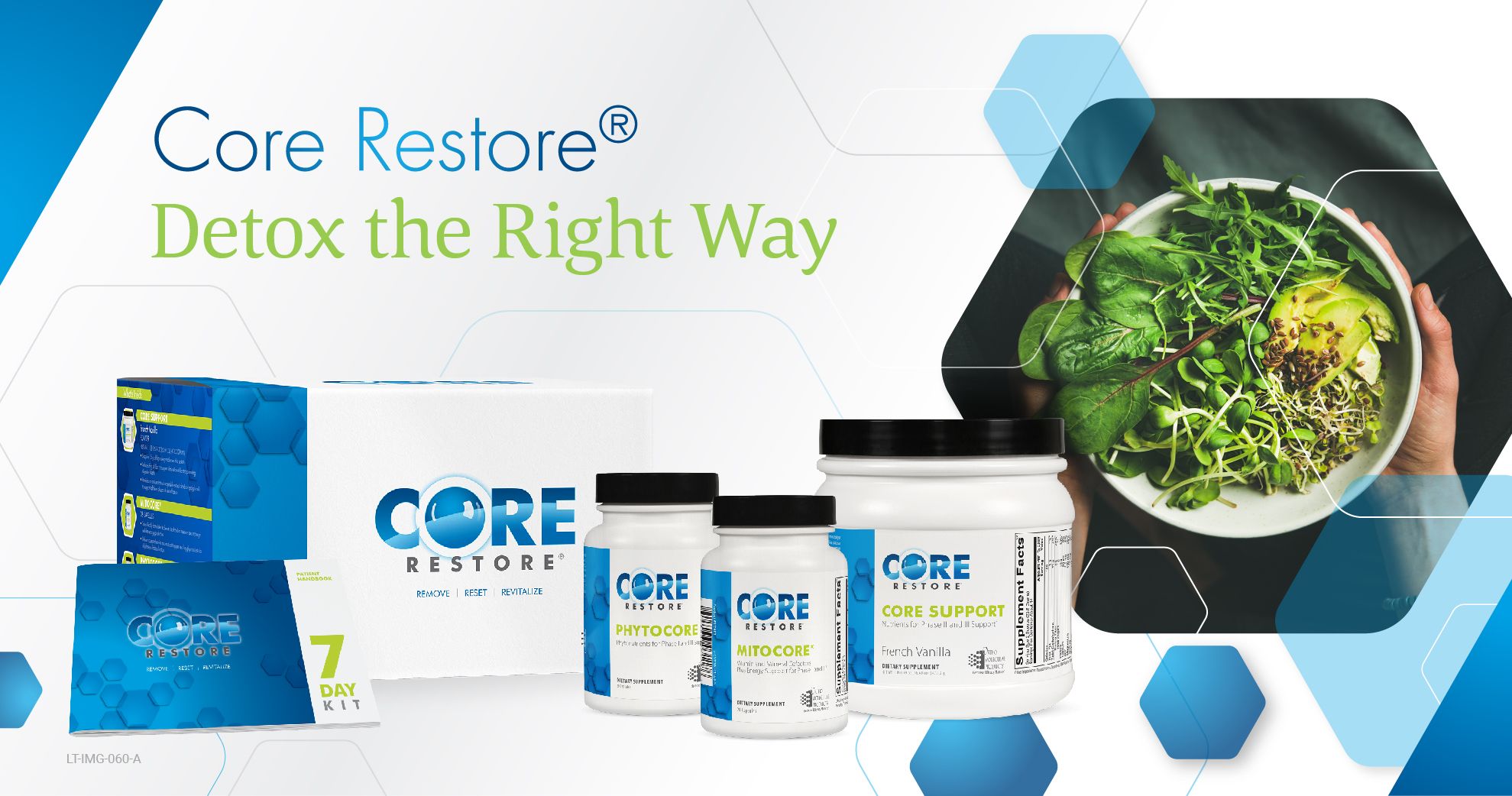 Core Restore Detox Kit Supplements and Salad