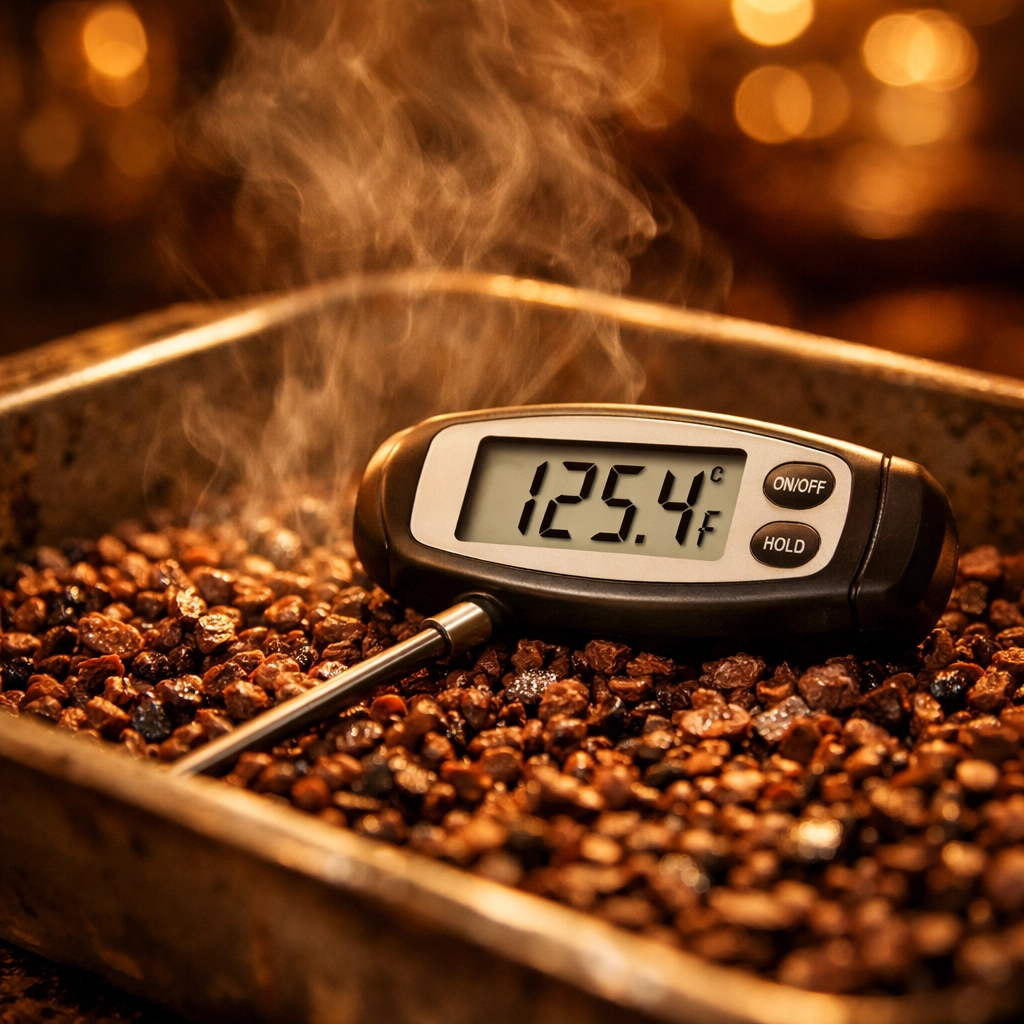 Temperature monitoring of roasted cocoa nibs for bean-to-bar chocolate making