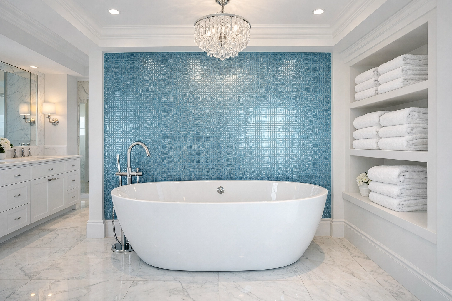 Sanitized luxury bathroom showing the quality of recurring residential cleaning in the Merrimack Valley.