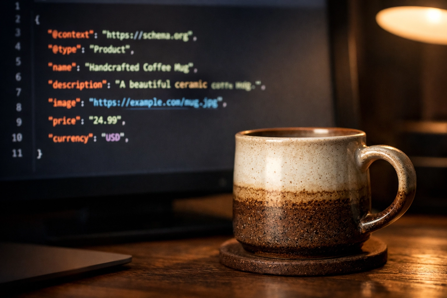 JSON-LD structured data code compared to physical ecommerce product for AI interpretation