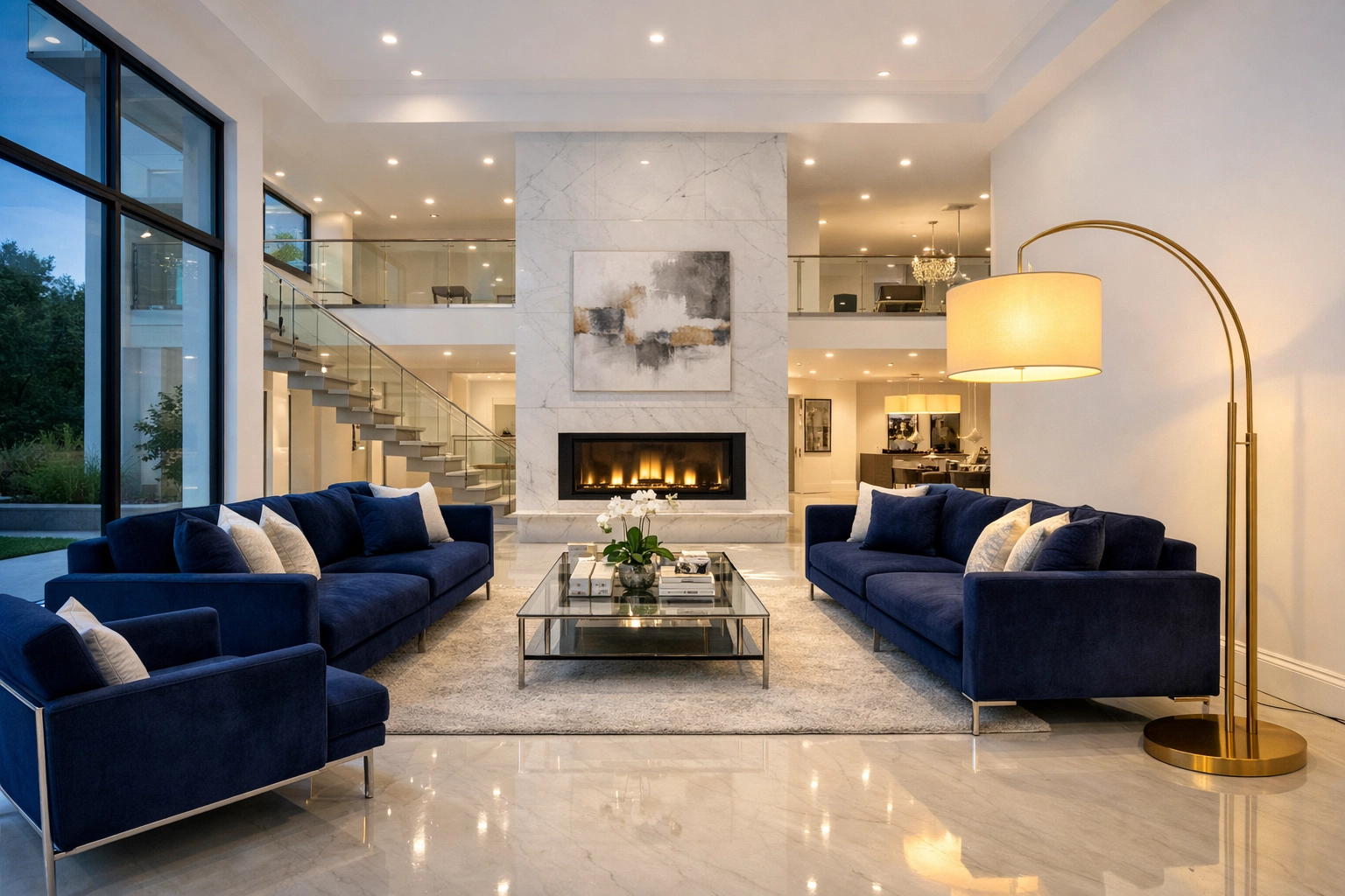 A spotless, high-end living room in Reading showcasing professional residential cleaning standards.